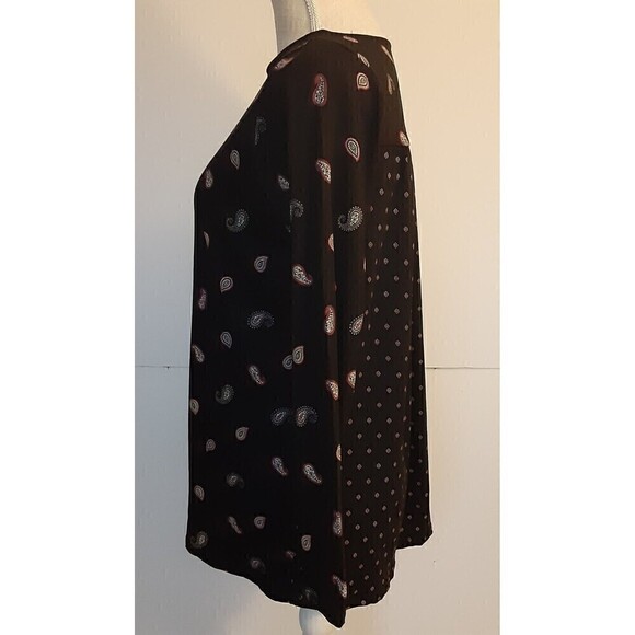 J.Jill Women's Long Sleeve Black Paisley w/Contrasting Fabric Back Size S - Picture 2 of 5